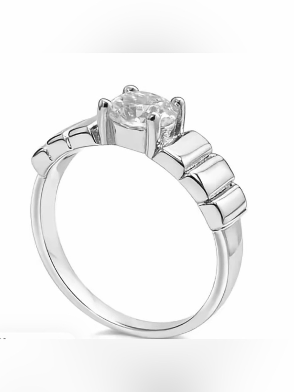 Solid Silver Moissanite Solitaire 1ct D color Ring with Stepped Shoulders